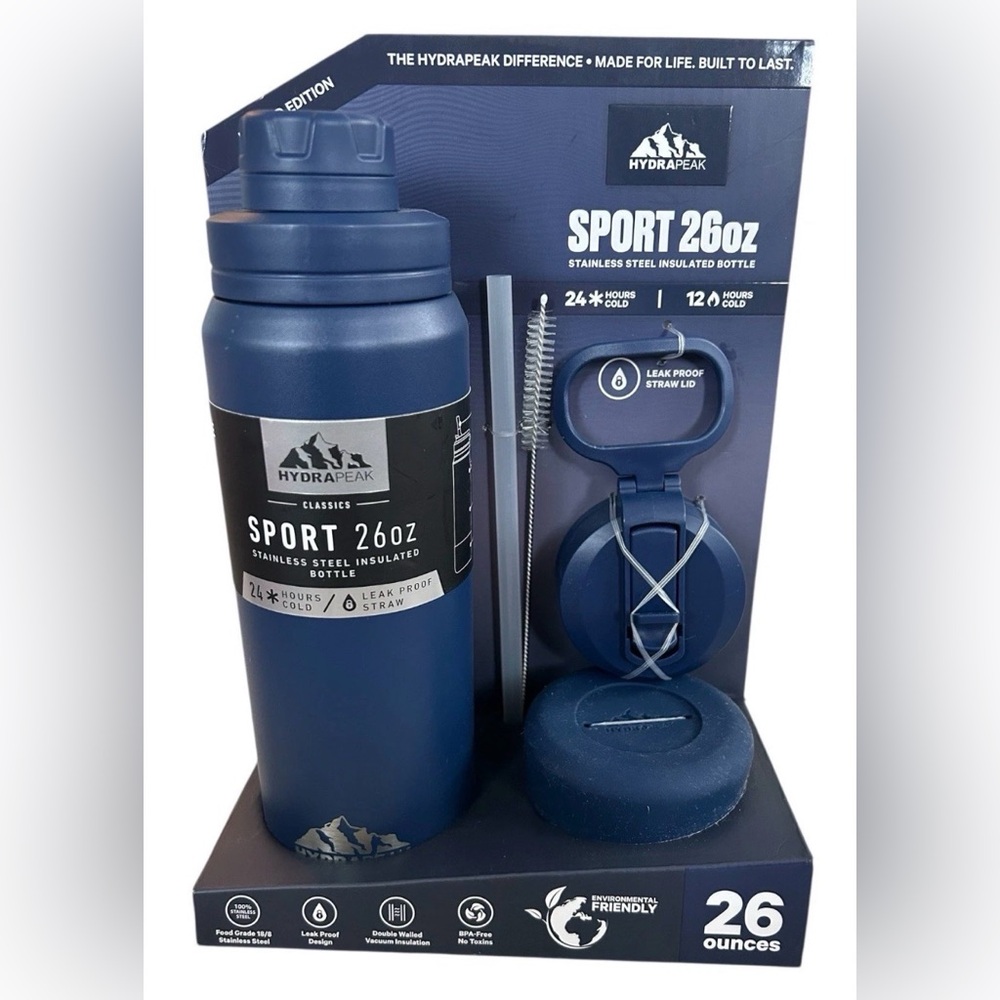 NWT Hydrapeak SPORT ACTIVE 26oz stainless water bottle Ltd. Edition 5pc set